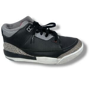 Nike Air Jordan 3 Retro OG PS Black Cement Sneaker Boy 2Y Black Shoes DM0966-010